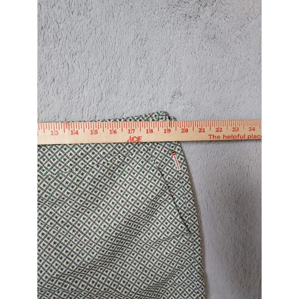 Orlebar Brown Swim Short Mens 38 Bulldog  Geometric Print Green Adjustable Waist